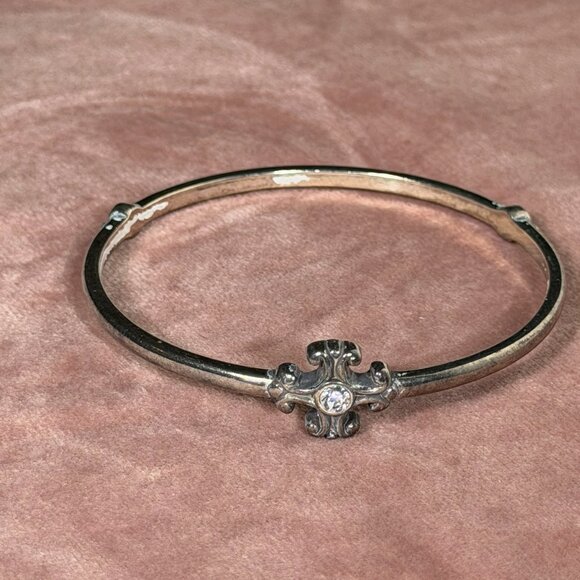 Brighton Silver-Tone Cross & Crystal Bangle Bracelet - Picture 10 of 12